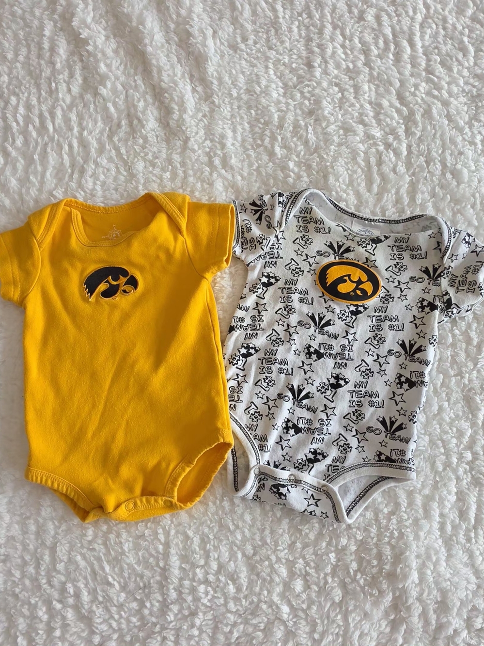 Rivalry Threads Yellow & White Hawkeye Logo Baby One-Piece Set